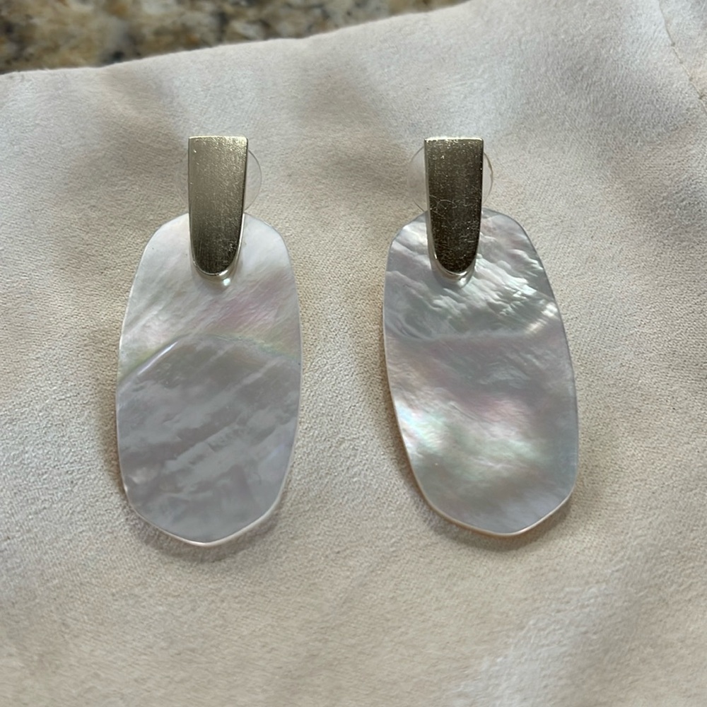 Kendra Scott Aragon Silver and Mother of Pearl Earrings